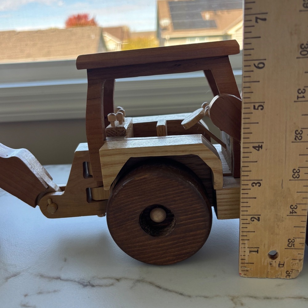 Handcrafted Wooden Excavator Backhoe Loader Heavy Equipment Construction Model - Picture 12 of 15